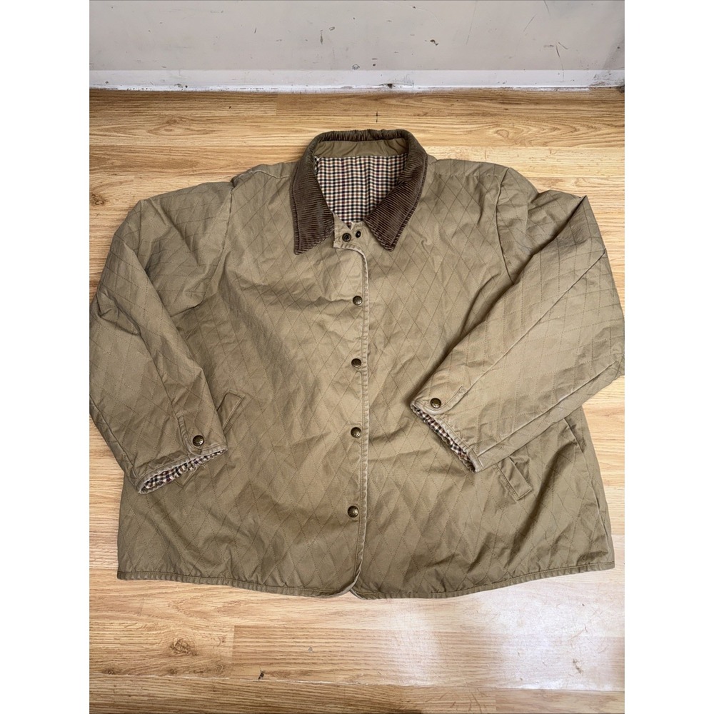 Vintage Orvis Quilted Bomber Jacket Plaid Lined Corduroyโ Collar Men's XL